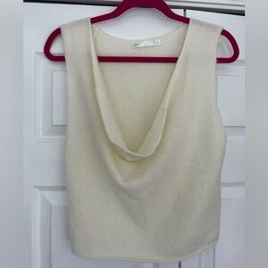 Sleeveless Sweater Cowl Neckline - Cream